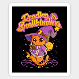 Kawaii Pastel Goth Reading is Spellbinding Funny Cat Cute Halloween Sticker